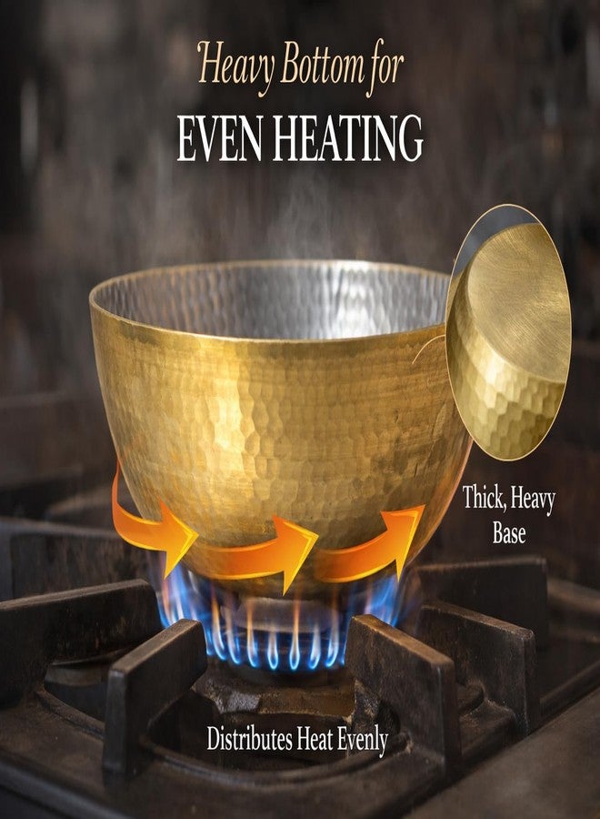 KESHAVJI Metals Brass Kadhai for Cooking | Hammered Pital Kadai | Heavy Bottom Traditional Cookware for Home Kitchen | 21cm Sizes - Image 5