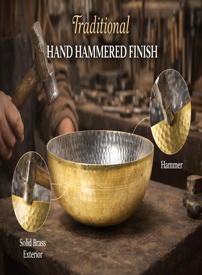 KESHAVJI Metals Brass Kadhai for Cooking | Hammered Pital Kadai | Heavy Bottom Traditional Cookware for Home Kitchen | 21cm Sizes - Image 3