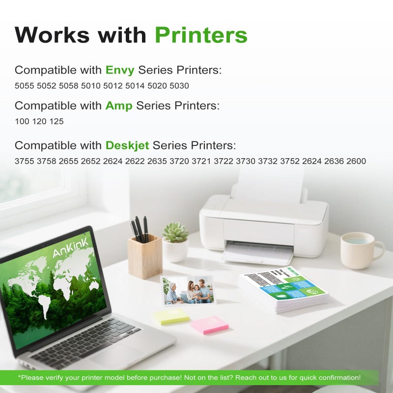 Ankink 65XL Black Ink Cartridge Replacement for HP Ink 65 HP65 XL HP65XL for Envy 5055 5000 5052 5010 5070 5014, Deskjet 3755 3700 2600 3722 3772 3752 2652 2655 2622 2640 Printer, BK 2 Pack - Image 3