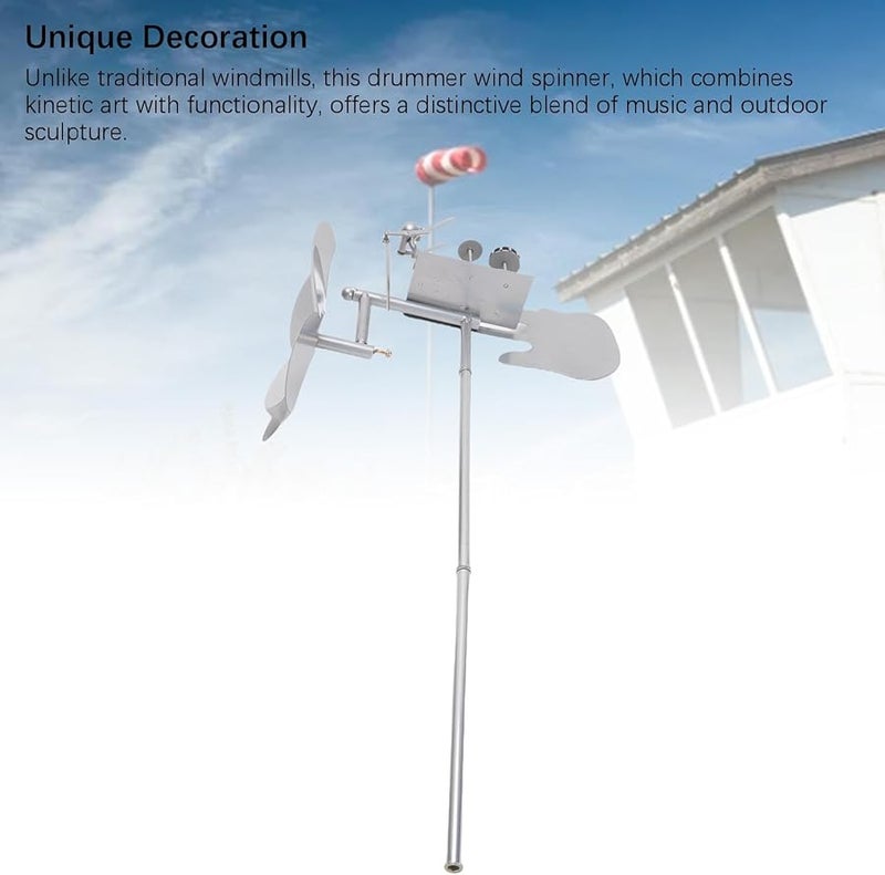 منحوتة فنية حركية دوارة من المعدن اليدوي لتزيين حديقة الفناء باللون الفضي - Image 4