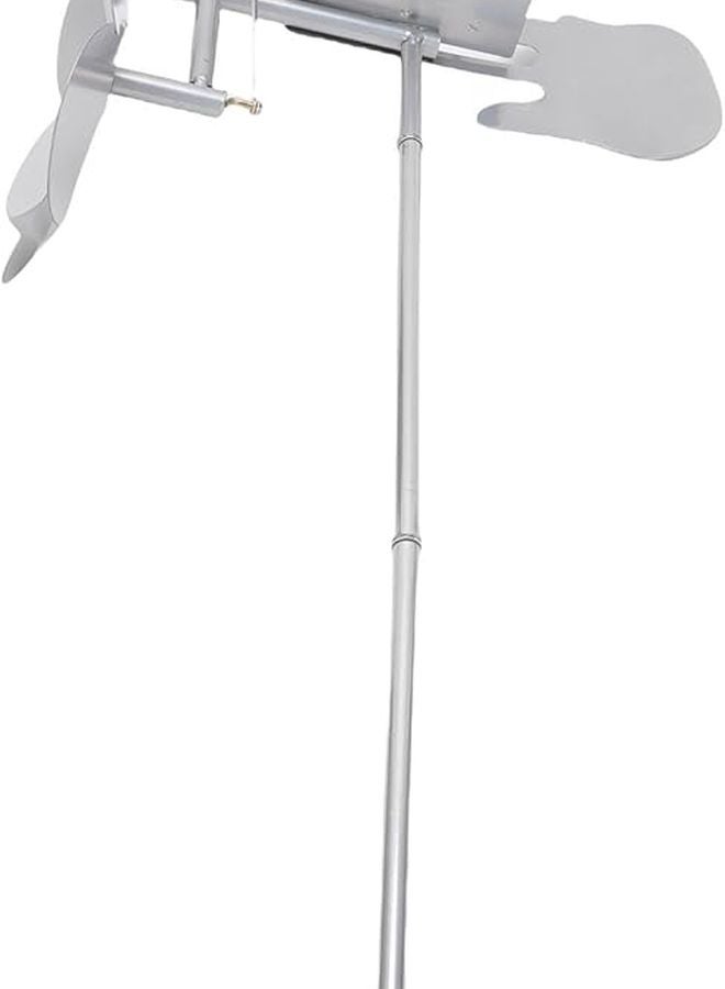 منحوتة فنية حركية دوارة من المعدن اليدوي لتزيين حديقة الفناء باللون الفضي - Image 3