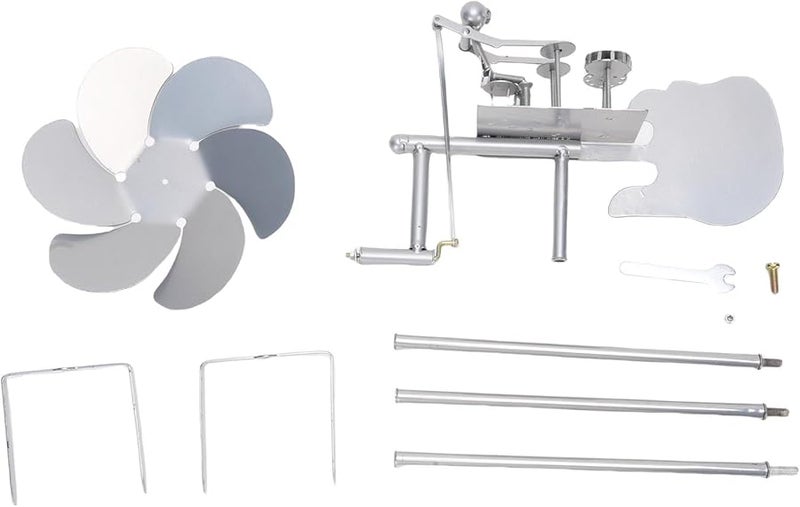 منحوتة فنية حركية دوارة من المعدن اليدوي لتزيين حديقة الفناء باللون الفضي - Image 1