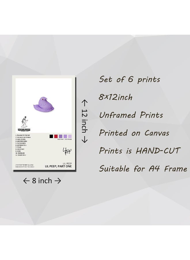 EMODA Lil Peep Music Album Cover Canvas Poster Set of 6 | Unframed Wall Art Prints for Bedroom, Living Room & Studio | Signed Limited Edition Music Posters 8x12 inch (20x30 cm Each) - Image 2