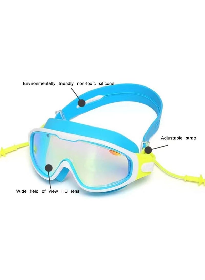 Swim Goggles No Leak Swim Goggles Clear Vision Anti Glare Fog UV Soft Silicone Frame Adjustable Strap with earplugs