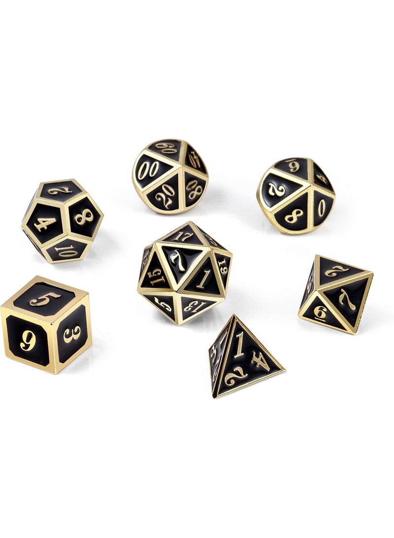 DNDND Metal Dice Set D&D, 7 die Metallic Polyhedral Dice Set with Gift Metal Box and Gold Number for DND Dungeons and Dragons Role Playing Games (Black and Gold) - Image 3