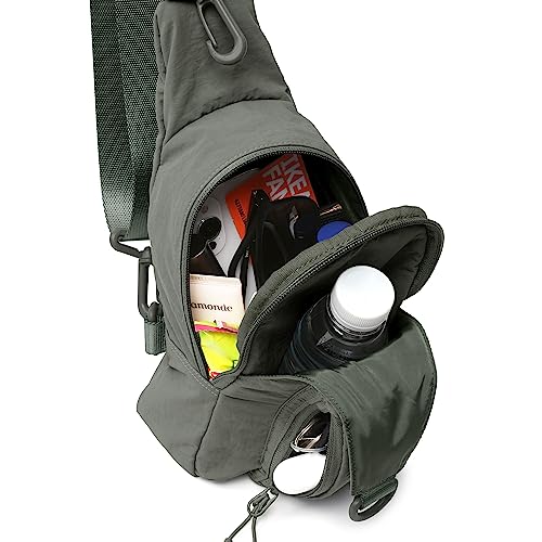 ODODOS Daily Sling Bag with Adjustable Straps Crossbody Chest Bag Lightweight Small Backpack for Casual Outdoor Traveling Hiking, Olive Charcoal - Image 3