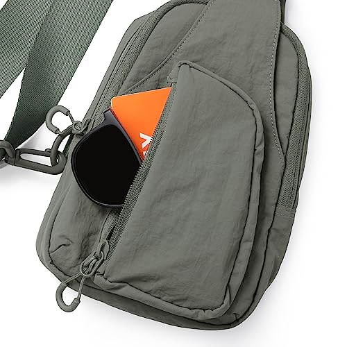 ODODOS Daily Sling Bag with Adjustable Straps Crossbody Chest Bag Lightweight Small Backpack for Casual Outdoor Traveling Hiking, Olive Charcoal - Image 4