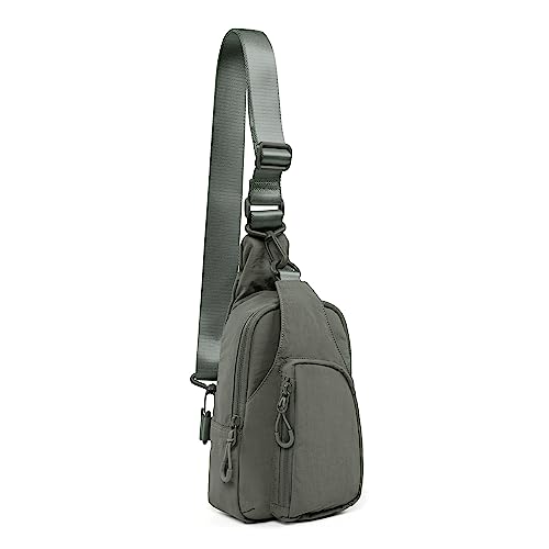 ODODOS Daily Sling Bag with Adjustable Straps Crossbody Chest Bag Lightweight Small Backpack for Casual Outdoor Traveling Hiking, Olive Charcoal - Image 1