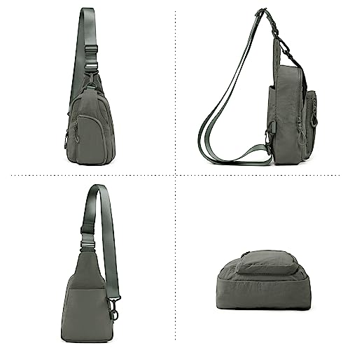 ODODOS Daily Sling Bag with Adjustable Straps Crossbody Chest Bag Lightweight Small Backpack for Casual Outdoor Traveling Hiking, Olive Charcoal - Image 5
