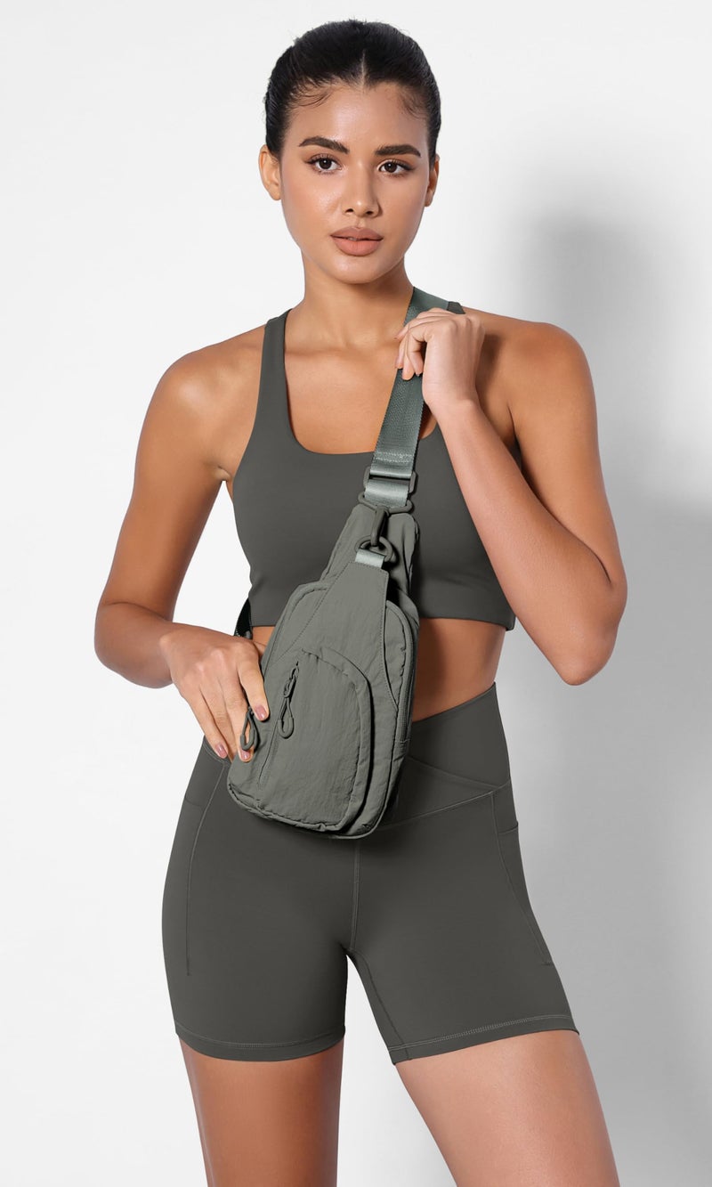 ODODOS Daily Sling Bag with Adjustable Straps Crossbody Chest Bag Lightweight Small Backpack for Casual Outdoor Traveling Hiking, Olive Charcoal - Image 2