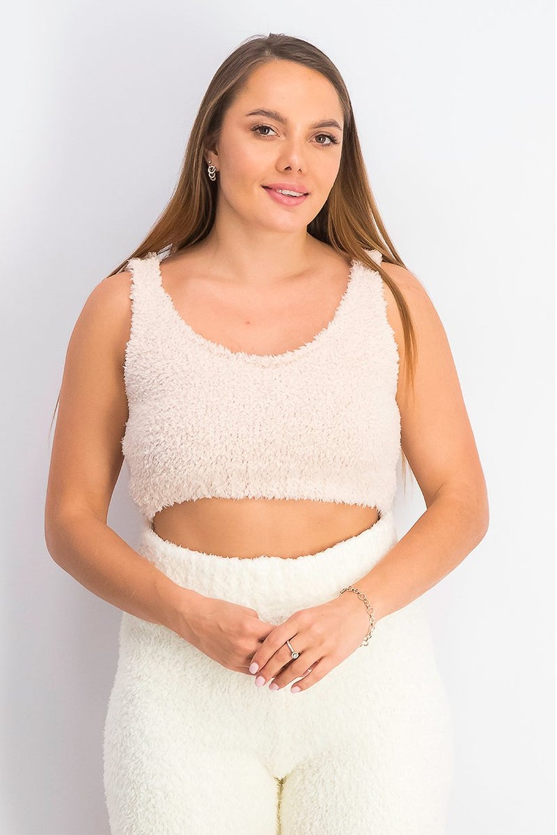 XOXO بلوزة نسائية بدون أكمام بقصة دائرية منسوجة، خوخي - Image 1