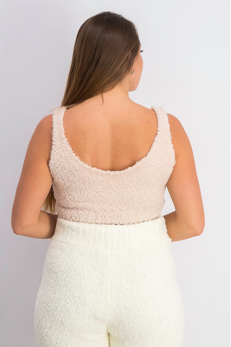XOXO Women Round Neck Textured Sleeveless Crop Top, Peach - Image 4