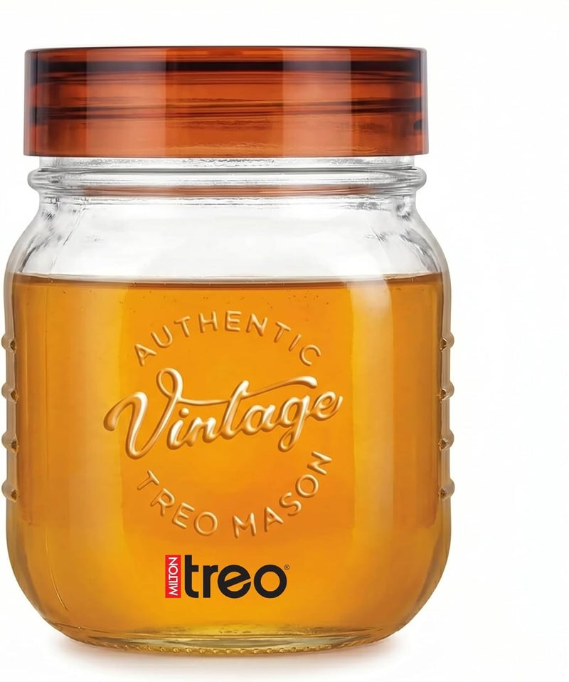 TREO By Milton Vintage Glass Jar with Airtight Lid Glassy Kitchen Storage Container, BPA Free, Transparent Storage Organizer, Multipurpose Dabba for Food, Spice, Cereals, Cookies, Dry Food, 500ml - Image 1