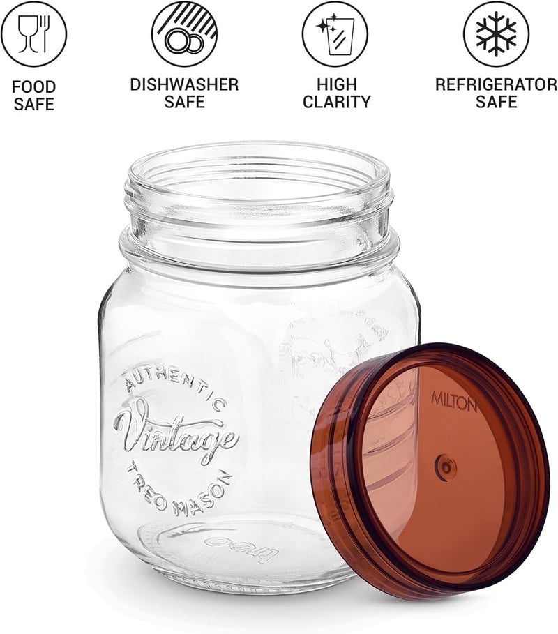 TREO By Milton Vintage Glass Jar with Airtight Lid Glassy Kitchen Storage Container, BPA Free, Transparent Storage Organizer, Multipurpose Dabba for Food, Spice, Cereals, Cookies, Dry Food, 500ml - Image 3