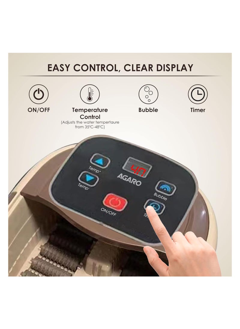 Handheld Foot Massager with Heat, 12 Massage Rollers, Heating Function, Adjustable Temperature Control, for Soothing Massage, Beige