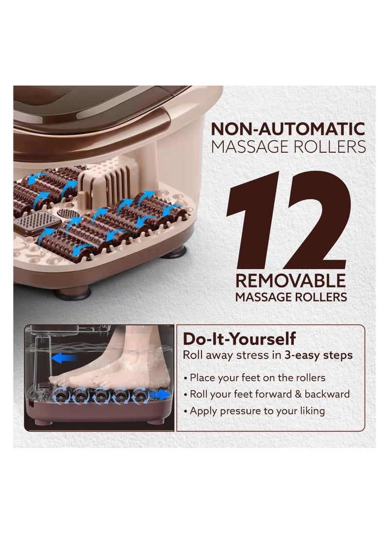 Handheld Foot Massager with Heat, 12 Massage Rollers, Heating Function, Adjustable Temperature Control, for Soothing Massage, Beige