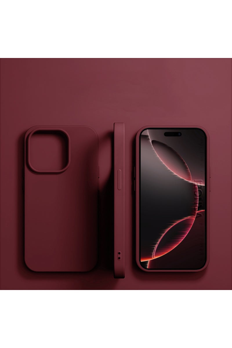 جراب سيليكون سائل أصلي بلون عنابي لهاتف آيفون 16 برو ماكس، متوافق مع أجهزة آيفون 11 و13 و12 و14 و15 و16 برو.