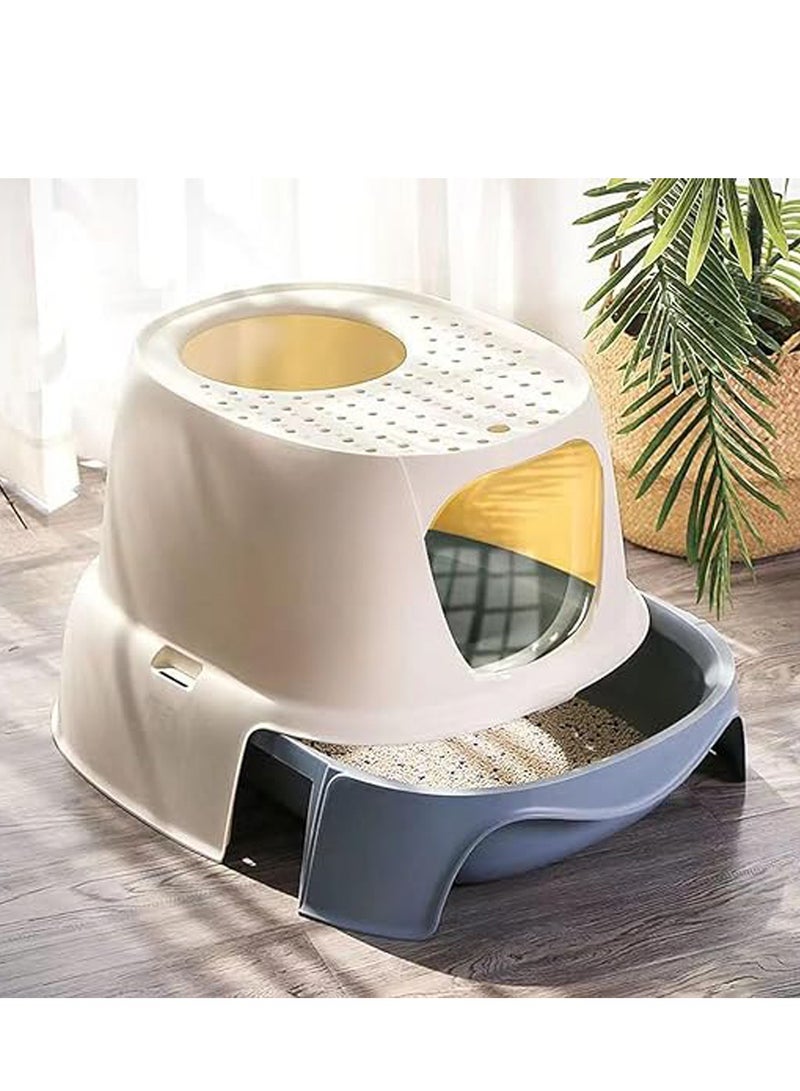 Alissa Large Cat Litter Box, Fully Enclosed Litter Box Potty Splash Proof with Lid for Kitten Pet,Easy Clean Toilet Training Big Cat Litter Pan with a Cat Litter Scoop.  - Image 1