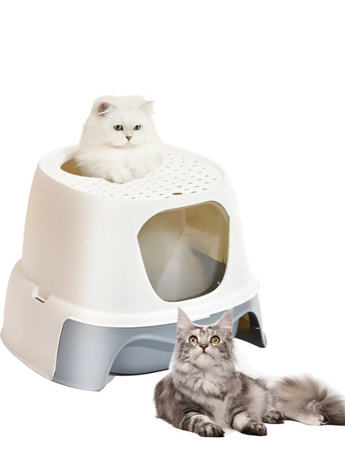 Alissa Large Cat Litter Box, Fully Enclosed Litter Box Potty Splash Proof with Lid for Kitten Pet,Easy Clean Toilet Training Big Cat Litter Pan with a Cat Litter Scoop.  - Image 2