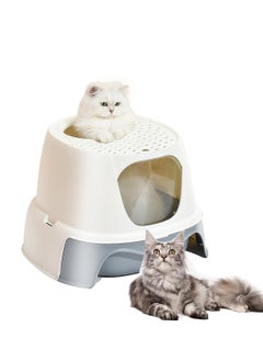 Large Cat Litter Box, Fully Enclosed Litter Box Potty Splash Proof with Lid for Kitten Pet,Easy Clean Toilet Training Big Cat Litter Pan with a Cat Litter Scoop.