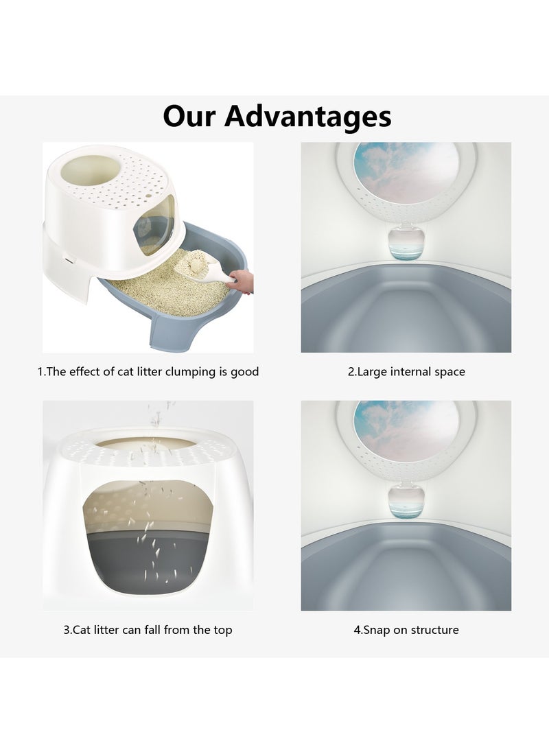 Alissa - Large Cat Litter Box, Fully Enclosed Litter Box Potty Splash Proof with Lid for Kitten Pet,Easy Clean Toilet Training Big Cat Litter Pan with a Cat Litter Scoop. - Image 1