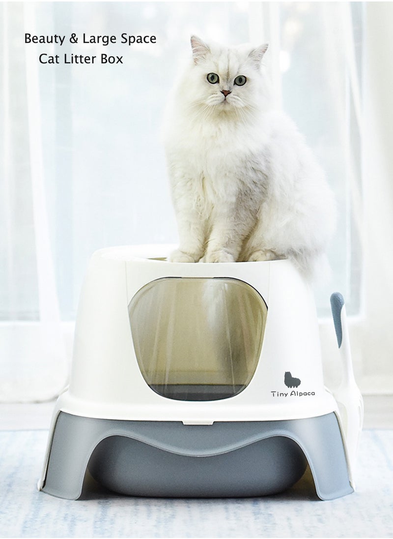 Alissa - Large Cat Litter Box, Fully Enclosed Litter Box Potty Splash Proof with Lid for Kitten Pet,Easy Clean Toilet Training Big Cat Litter Pan with a Cat Litter Scoop. - Image 1