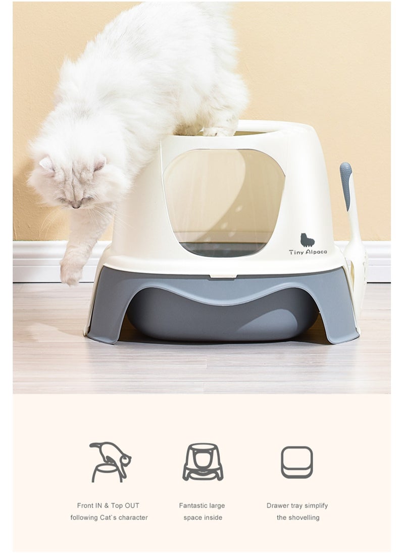Alissa - Large Cat Litter Box, Fully Enclosed Litter Box Potty Splash Proof with Lid for Kitten Pet,Easy Clean Toilet Training Big Cat Litter Pan with a Cat Litter Scoop. - Image 1