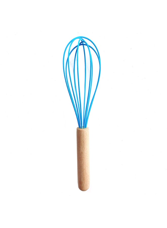 Hand Held Egg Beater Wooden Handle Silicone Manual Egg Beater Kitchen Mixer Baking Household Tools-Colour:Blue( 12inch ) - Image 1