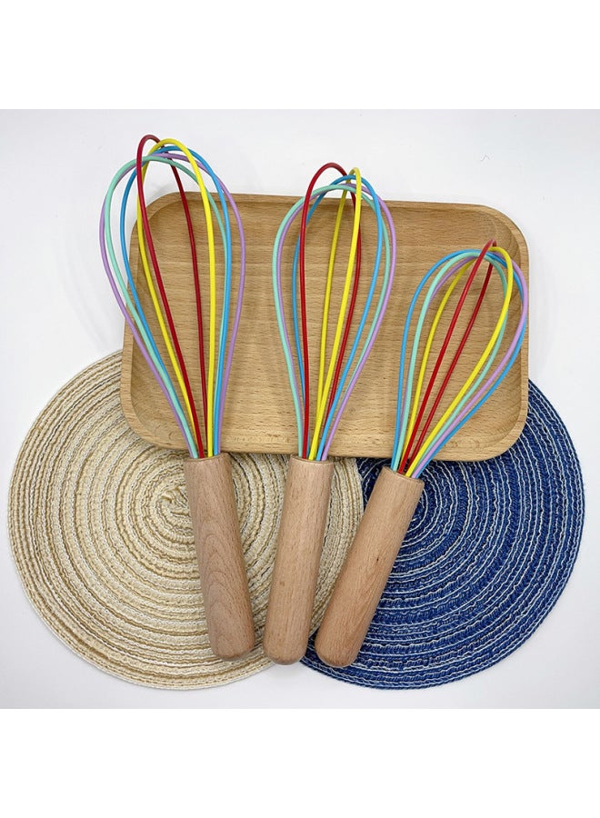 Hand Held Egg Beater Wooden Handle Silicone Manual Egg Beater Kitchen Mixer Baking Household Tools-Colour:Blue( 12inch ) - Image 4