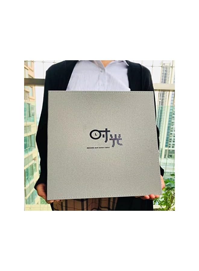 The Bros Large Photo Album Scrapbook,4x6 Photos Extra Large Capacity Family Photo Book PU Leather Linen Shape Cover Memo Picture Ablums for Family Wedding Anniversary Birthday Present (1000 Pockets) (Grey) - Image 3