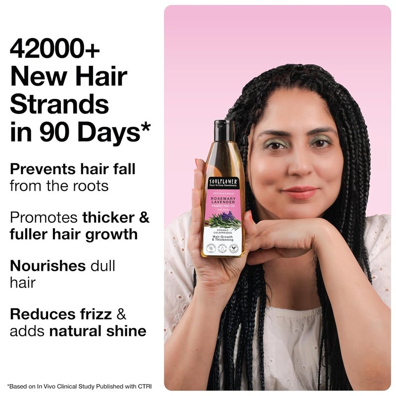 Soulflower Soulflower Rosemary Hair Growth Oil Hair Fall Control Healthy Scalp Strong Hair Rosemary Lavender Castor100 Pure Natural Organic Clinically Proven for Hair Growth 225ml - Image 4
