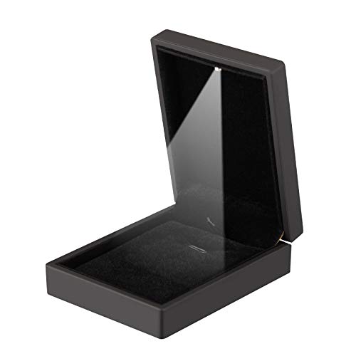 LETURE LED Light Pendant Necklace Gift Box, Velvet Jewelry Storage Display Case for Proposal Engagement Wedding Anniversary Birthday Valentine's Day (Black) - Image 2
