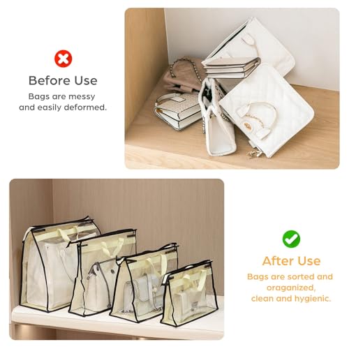 Interesse 12 Packs Dust Bags for Handbags, Clear Handbag Storage, Purse Storage Organizer for Closet, Purse Cover Hanging Closet Organizer with Zipper and Handles - Image 5