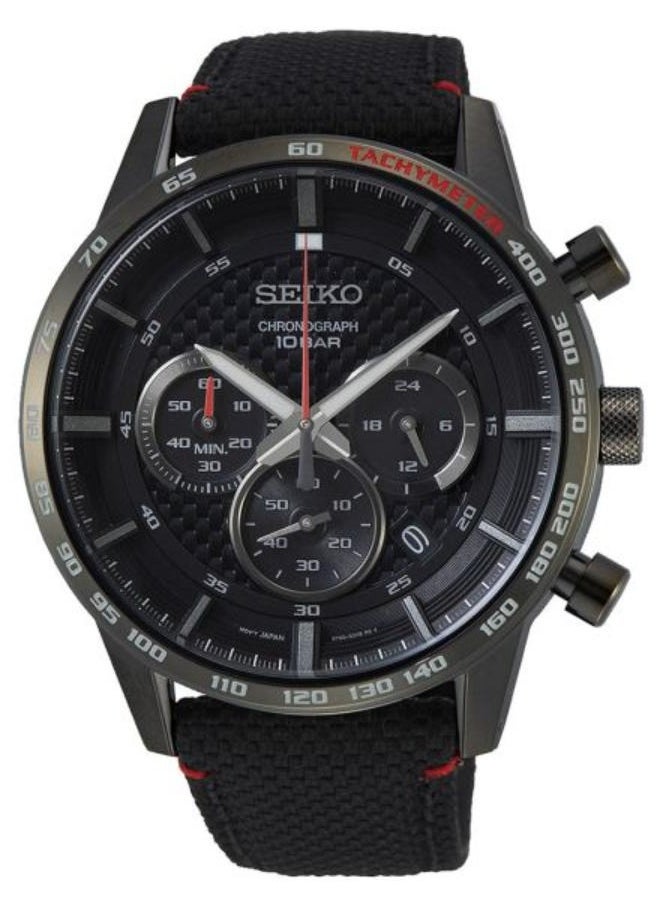 Seiko Men's Watch CHRONOGRAPH Black Nylon Strap Black Dial SSB359P1 