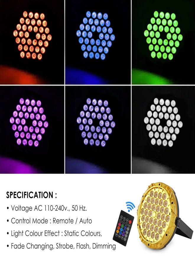 الجستو إضاءة مسرح جيستو RGB - 36 مصباح LED للحفلات مع جهاز تحكم عن بعد | إضاءة علوية متغيرة الألوان بالأشعة فوق البنفسجية 6 في 1 للمنزل، وأعياد الميلاد، والديسكو، والفعاليات، واحتفالات ديوالي، وديكورات العروض | أضواء ديسكو متغيرة الألوان للحفلات - Image 3