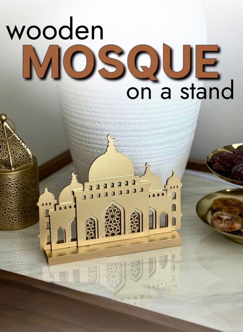 ديكور منزلي خشبي للمسجد الذهبي لشهر رمضان - Image 1