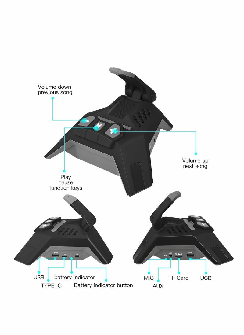 Y&D - Peafowl Wireless Bluetooth Speaker with Bracket 5.0 Smart Portable IPX6 Waterproof 5000mah Battery 30H Play Time USB Charging Interface Support iPhone iPad Black - Image 1