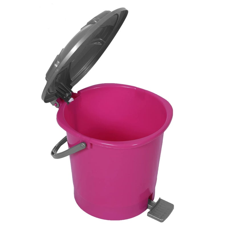 Kuber Industries Durable Plastic Pedal Dustbin|Waste Bin|Trash Can For Kitchen & Home With Handle,10 Litre,Pack of 2 (Pink) - Image 3
