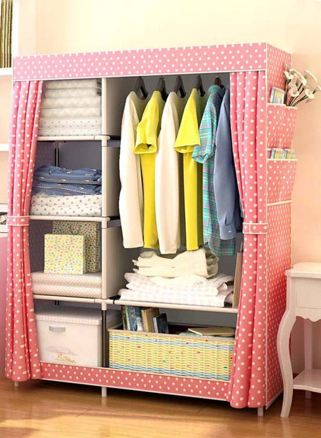 DUNISO Portable Fabric Wardrobe Clothes Storage Organizer with Side Pockets, Fabric Wardrobe for Clothing with Hanging Rail, Combination Wardrobe, Steel Pipe Thickened Reinforced Storage Cabinet, Clothes Rack for Bedroom, Cloakroom - Image 5