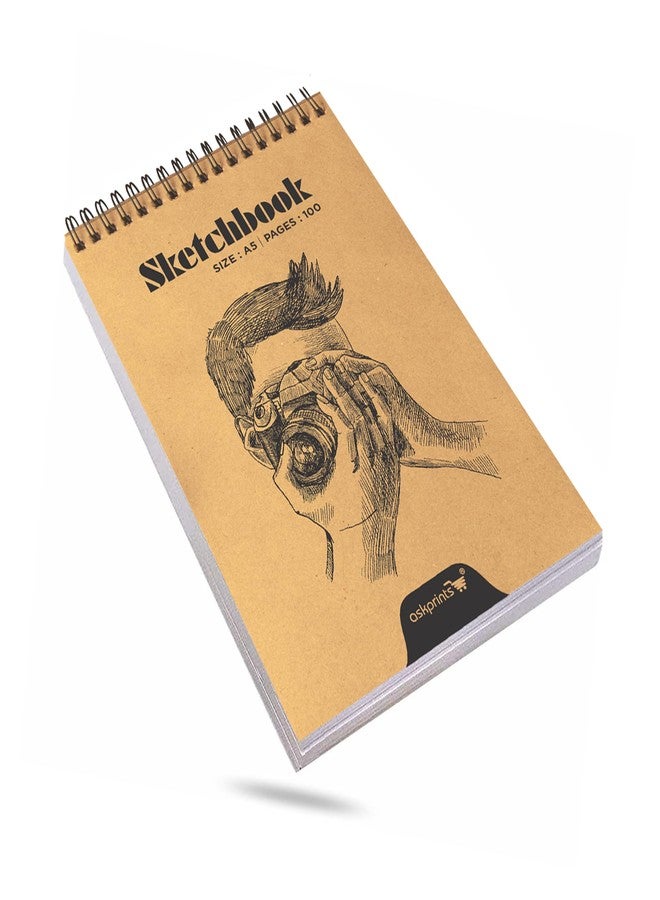 Askprints A5 Premium Craft Sketch Book, Wiro Bound, 50 Sheets (100 Pages) (120g/m2), Acid-Free Drawing Paper, Ideal for Kids, Teens & Adults. - Image 1
