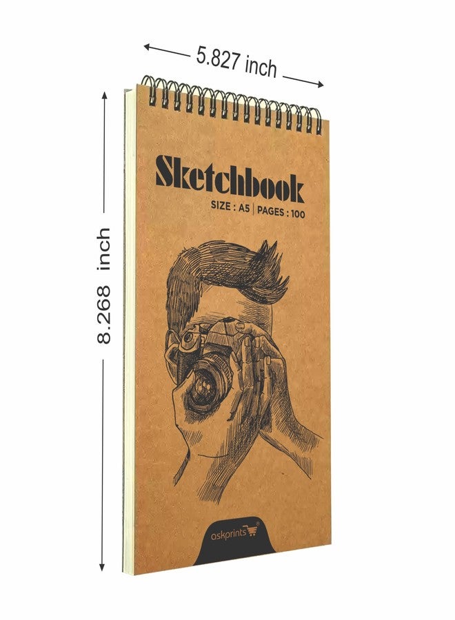 Askprints A5 Premium Craft Sketch Book, Wiro Bound, 50 Sheets (100 Pages) (120g/m2), Acid-Free Drawing Paper, Ideal for Kids, Teens & Adults. - Image 3