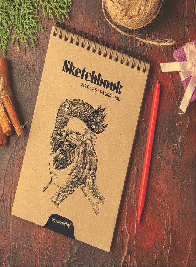 Askprints A5 Premium Craft Sketch Book, Wiro Bound, 50 Sheets (100 Pages) (120g/m2), Acid-Free Drawing Paper, Ideal for Kids, Teens & Adults. - Image 2
