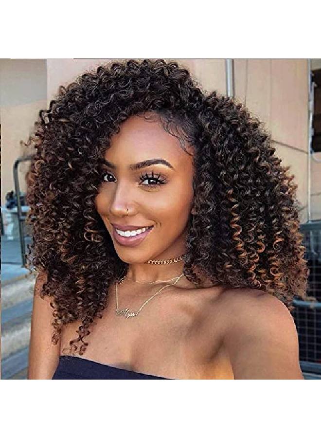 Lady Miranda إضافات شعر ضفائر كيرلي أفرو بني اللون - شعر جيري كيرل كروشيه 3X مختلط بني داكن إلى بني فاتح - أنماط شعر صناعي قصير (أسود وبني) - Image 1