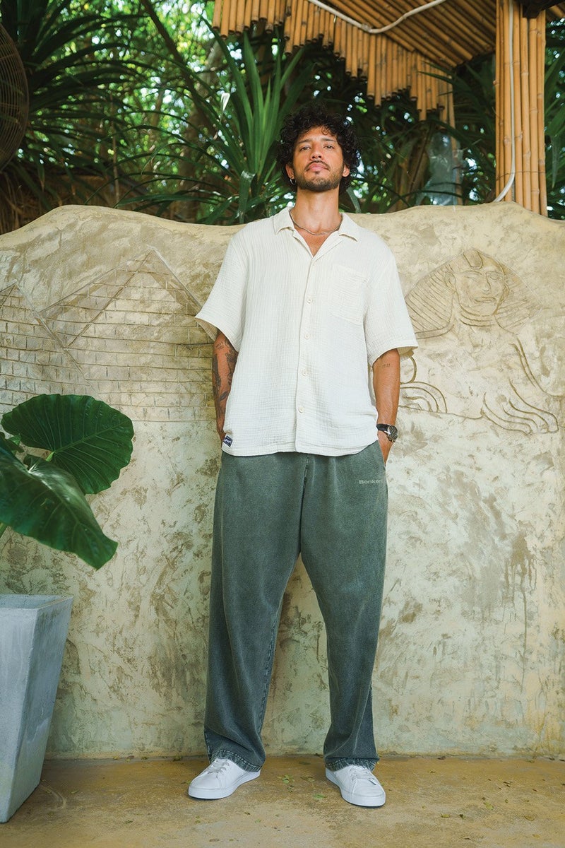 Bonkers Corner Olive Faded Loose Fit Pants for Men's - Image 2