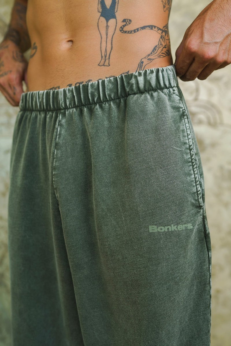 Bonkers Corner Olive Faded Loose Fit Pants for Men's - Image 5