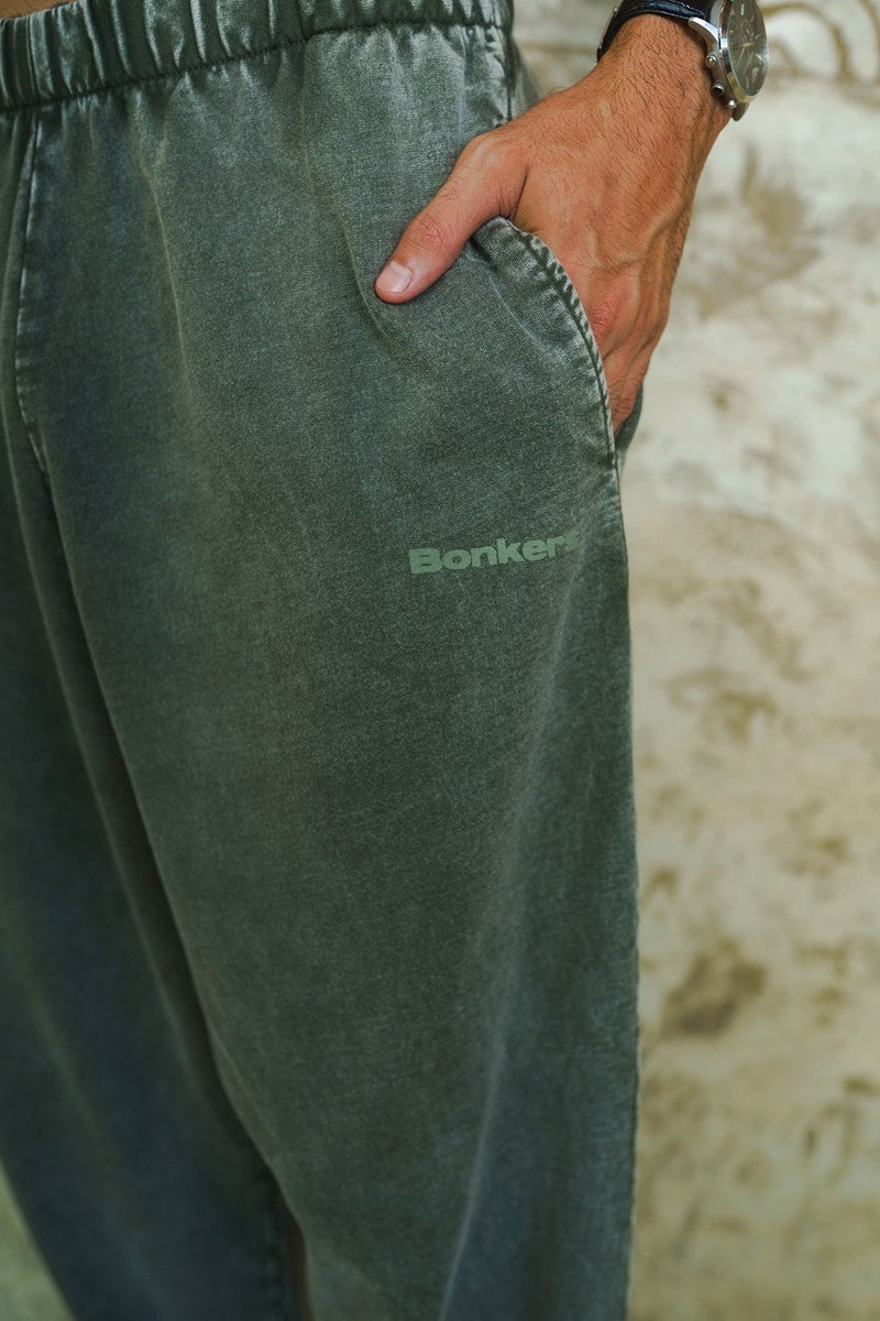 Bonkers Corner Olive Faded Loose Fit Pants for Men's - Image 4