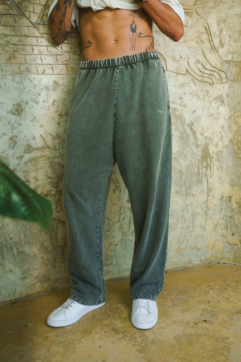 Bonkers Corner Olive Faded Loose Fit Pants for Men's - Image 3