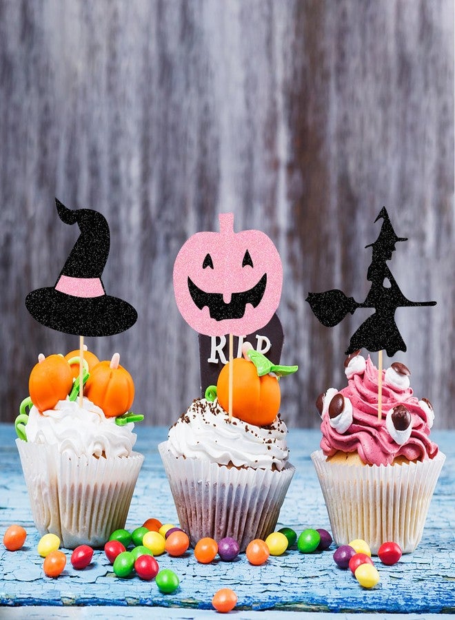 MZ.ogm 42Pcs Pink Halloween Cupcake Toppers Halloween Baby Shower Decorations A Little Boo Is Almost Due Baby Shower spooky One Birthday Decorations Girl Pink - Image 4