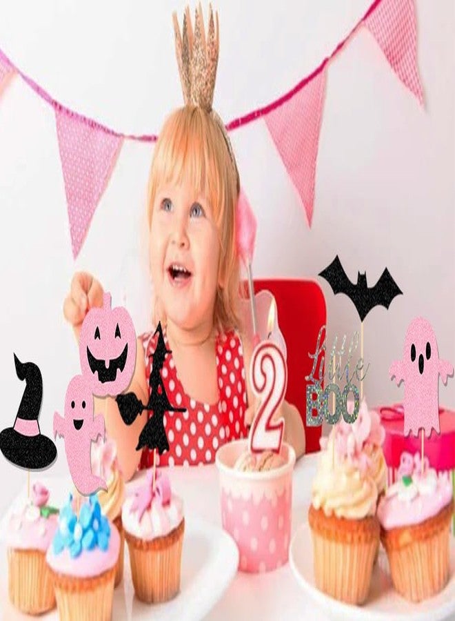 MZ.ogm 42Pcs Pink Halloween Cupcake Toppers Halloween Baby Shower Decorations A Little Boo Is Almost Due Baby Shower spooky One Birthday Decorations Girl Pink - Image 5