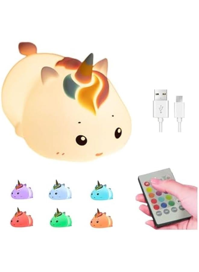 هوكور HOOKOR Night Light for Kids,Silicone Cute Night Lamp for Baby Room,Touch Control Dimmable Nightlight,Color Changing Nursery Lamp,USB Rechargeable Bedside Lamp for Breastfeeding Toddler Boys & Girls - Image 1